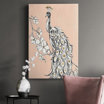 Peacock In Gold II, toile tendue avec châssis de qualité supérieure - prête à être accrochée