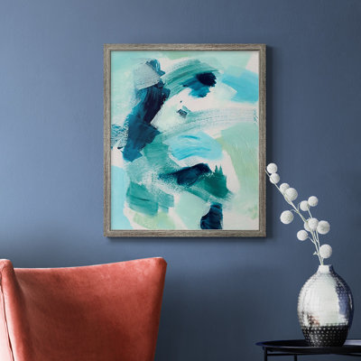 «Teal Composition I», toile encadrée de qualité supérieure - prête à être accrochée
