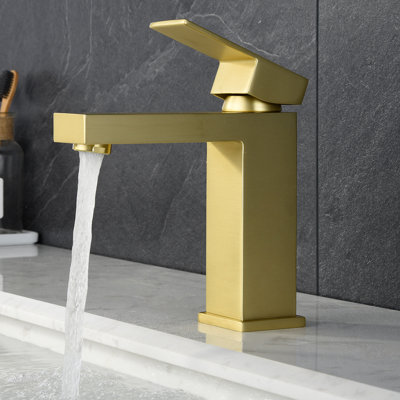 Robinet de lavabo de salle de bain contemporain - Or avec robinet à cartouche et qualité fiable
