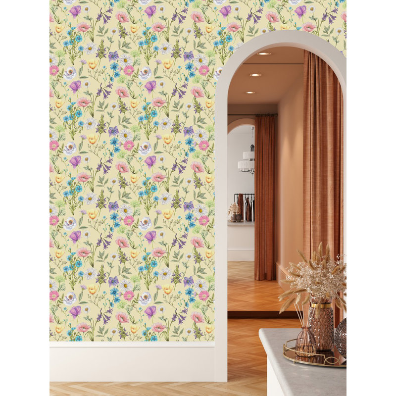 Floral Wall Mural, 2.08' W x 10.42' L