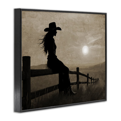Cowgirl Sunset Portrait Framed Giclee Art, design by Kim Allen