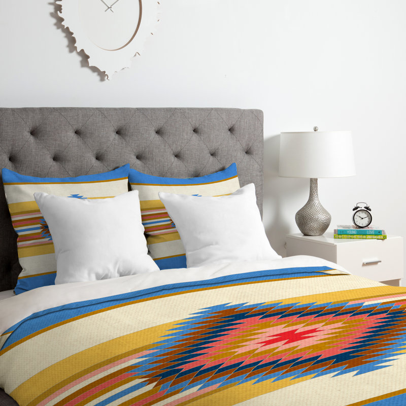 Bianca Polyester Geometric Shapes Duvet Cover, Blue, Twin/Twin XL Duvet Cover + 1 Standard Sham