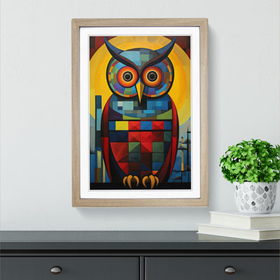Owl Constructivism - Single Picture Frame Print on Wood