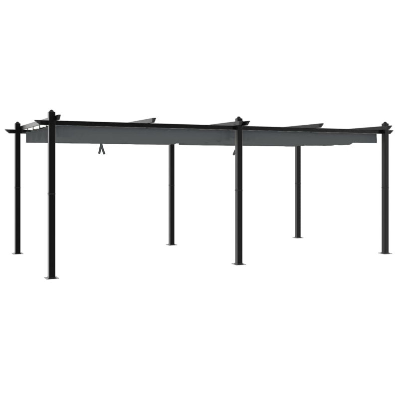 Garden Gazebo With Retractable Roof Aluminium, 220cm H x 600cm W x 300cm D, Anthracite