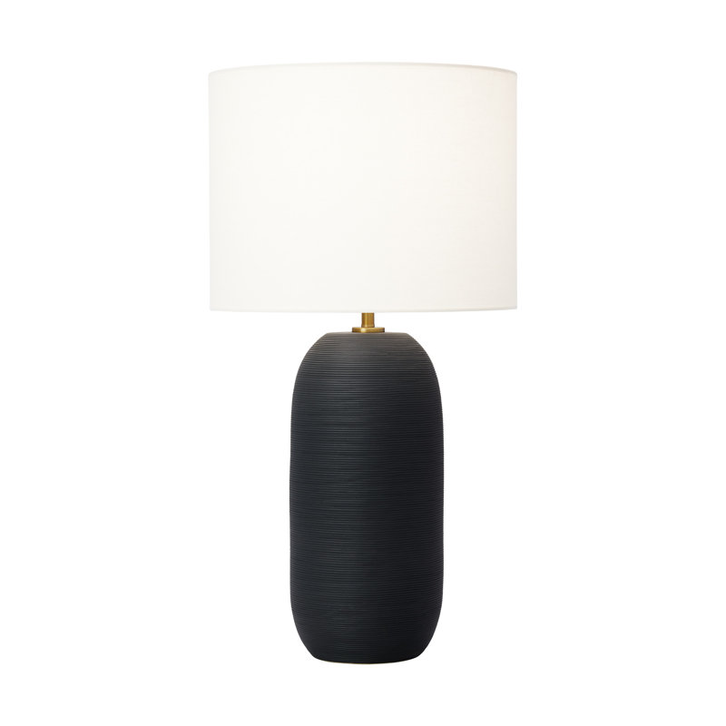 Fanny Table Lamp, 22.63" H x 15" W x 15" D, Rough Black Ceramic