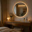 Miroir de salle de bain rond en aluminium noir de 61 cm (24 po) avec éclairage DEL - Miroir mural antibuée à intensité variable et 3 températures de couleur