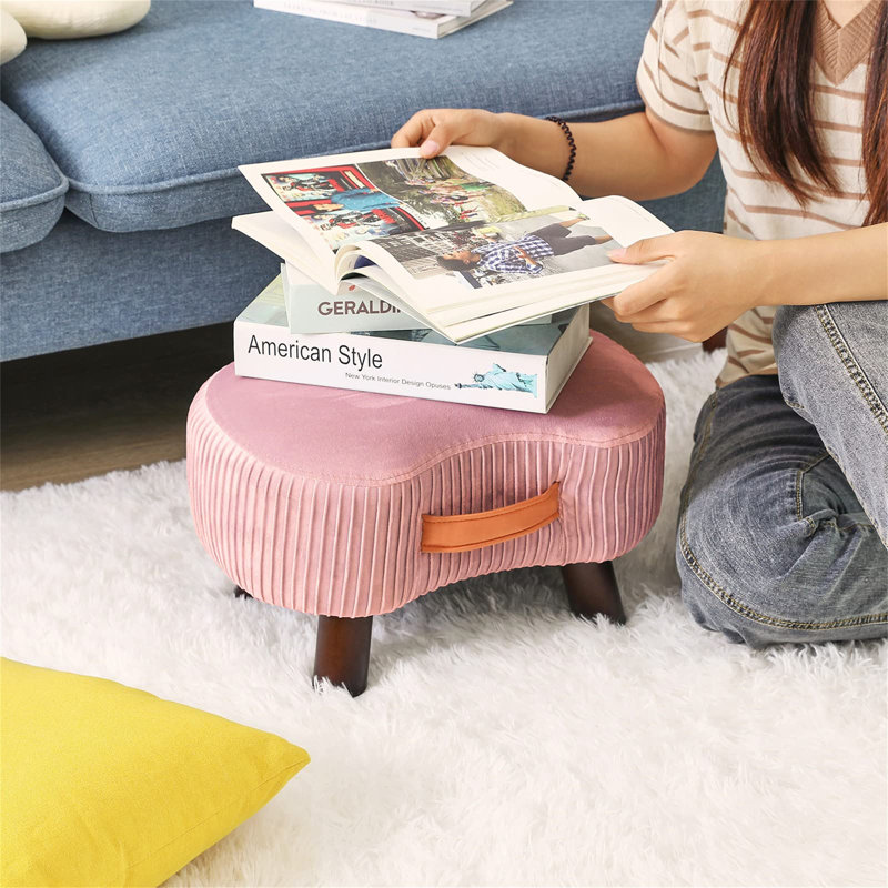 40cm Wide Footstool Ottoman, Pink