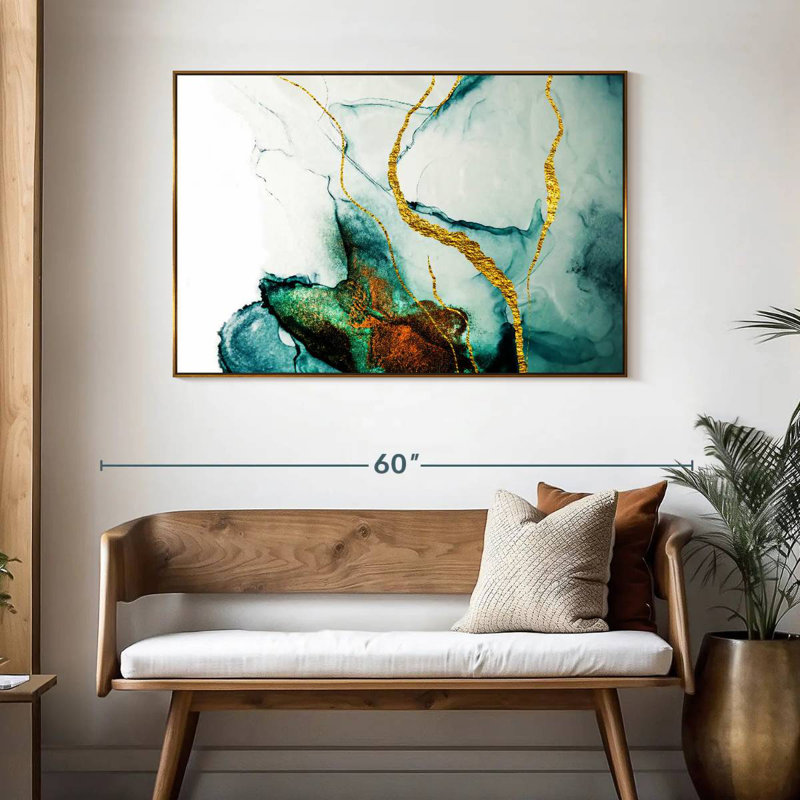 Lucilla stries dorées, 46 po x 31 po, Cadre flottant doré