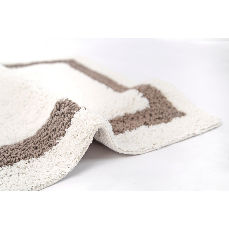 Tapis pour salle de bain Hazem, L 28 po x L 43 po, Blanc / Brun