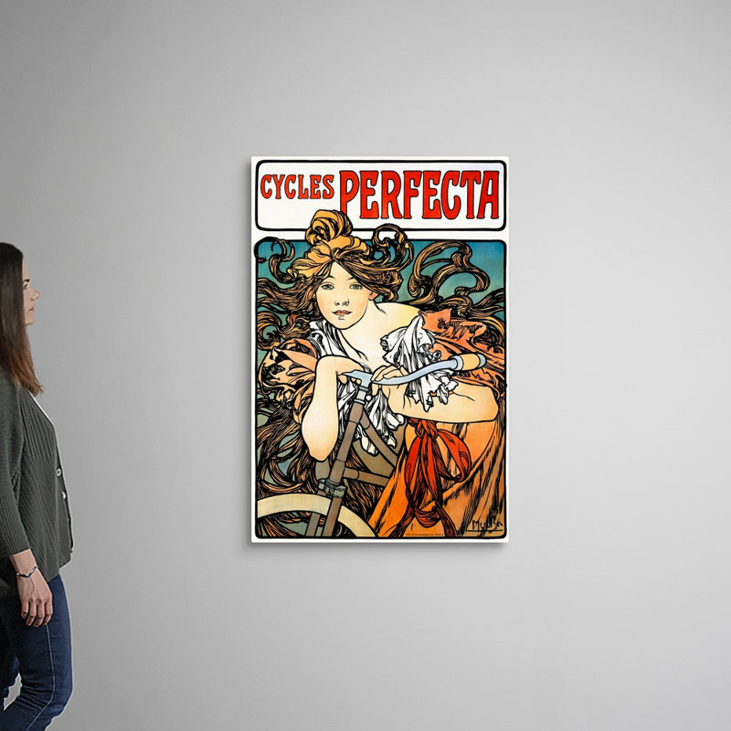 «Cycles Perfecta», affiche rétro par Alphonse Mucha par Alphonse Mucha, reproduction sur toile flottante, Toile tendue
