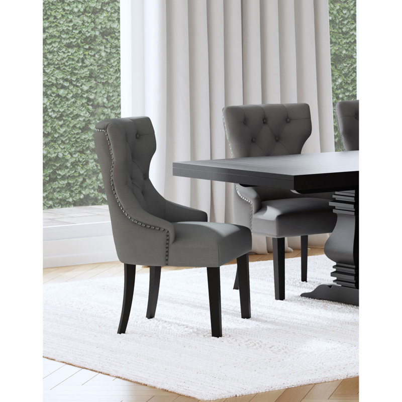 Chaise de salle à manger rembourrée Gillian, Gris, Noir