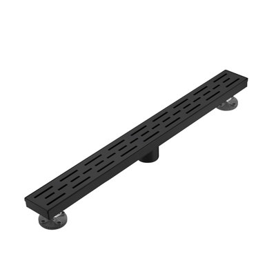 36 In. Linear Shower Drain Stainless Steel Shower Floor Drain With Hair Strainer And Leveling Feet In Matte Black