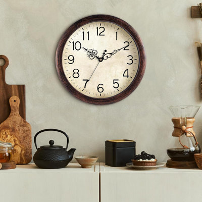 Horloge murale, horloges murales rétro Quartz silencieux à piles Non-Ticking