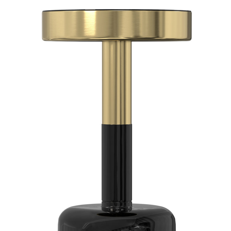 Frannie 10" Round Gold and Black Metal Side Table with Glass Top