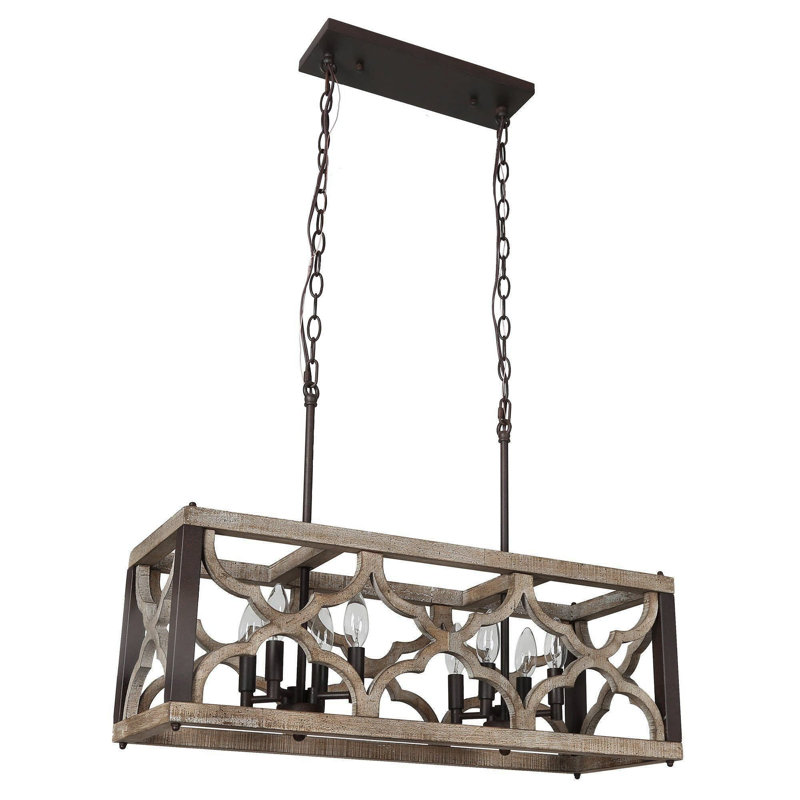 Gatlin 8 - Light 27'5'' W Modern Farmhouse Statement Rectangle Dining Room Chandelier