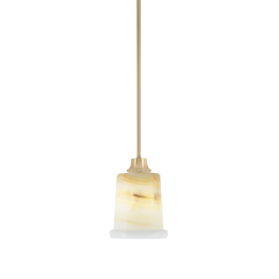Luminaire suspendu Torince suspendu en laiton vieilli avec abat-jour en pierre naturelle de 5 po