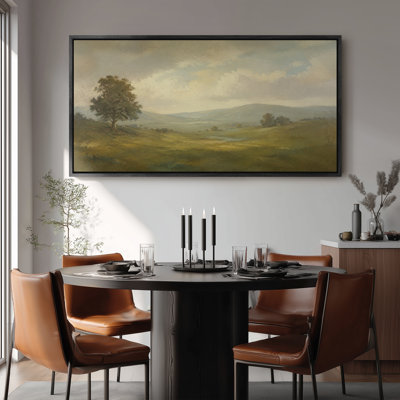 Large Framed Canvas Wall Art - Green Hills Countryside Landscape Decor - 60"x20", 60"x30"