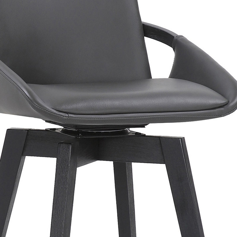 Tabouret de bar luxueux en similicuir et pivotant, Tabouret de bar (hauteur du siège de 30,5 po), Siège gris / cadre noir