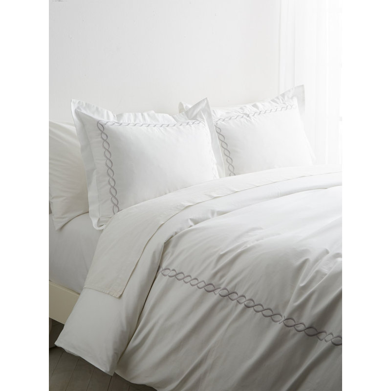 Avellana 100% Cotton Duvet Cover Set, Blue/White, Queen Duvet Cover + 2 Standard Shams