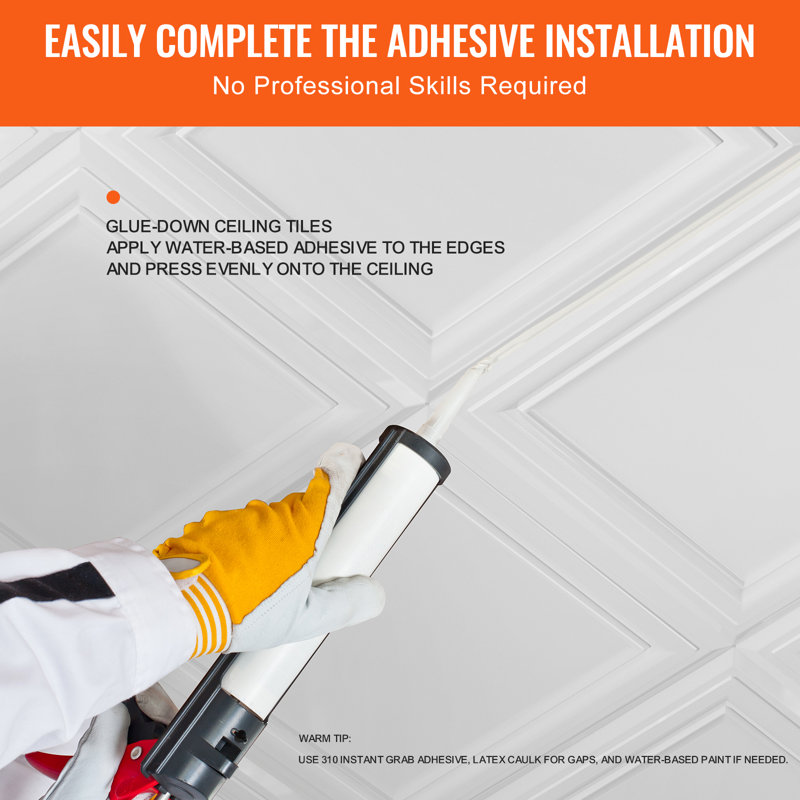 Ceiling Tiles 96-Pack 20 x 20 in Polystyrene Easy Installation Glue-up