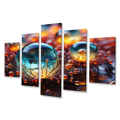 3D Molecules Microscopic Wonders I - Reproduction d'art abstrait formes abstraites - 5 panneaux