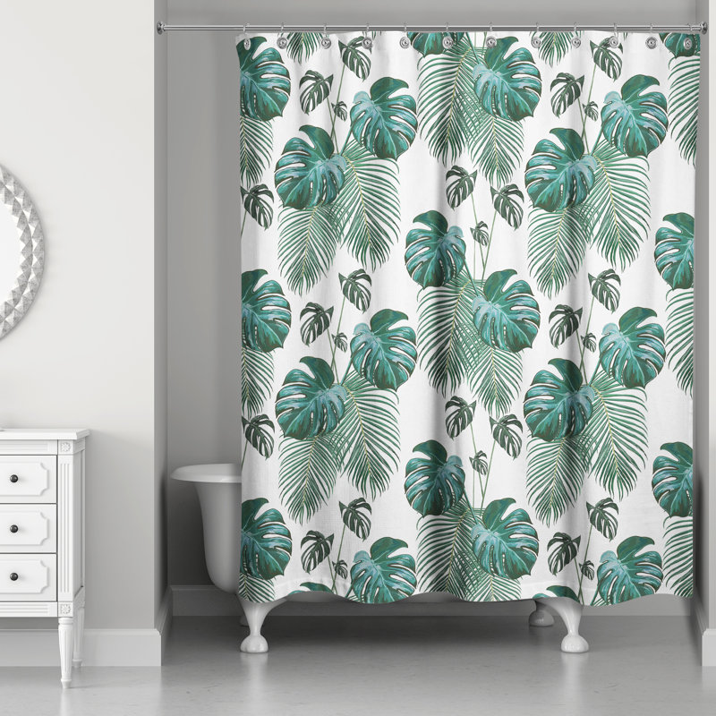 Rideau de douche simple à motif floral, Blanc