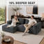 Modern Oversized 262cm Boneless Corner Sofa L-Shaped Corduroy Sofa With Storage Pockets-985689598-985689596