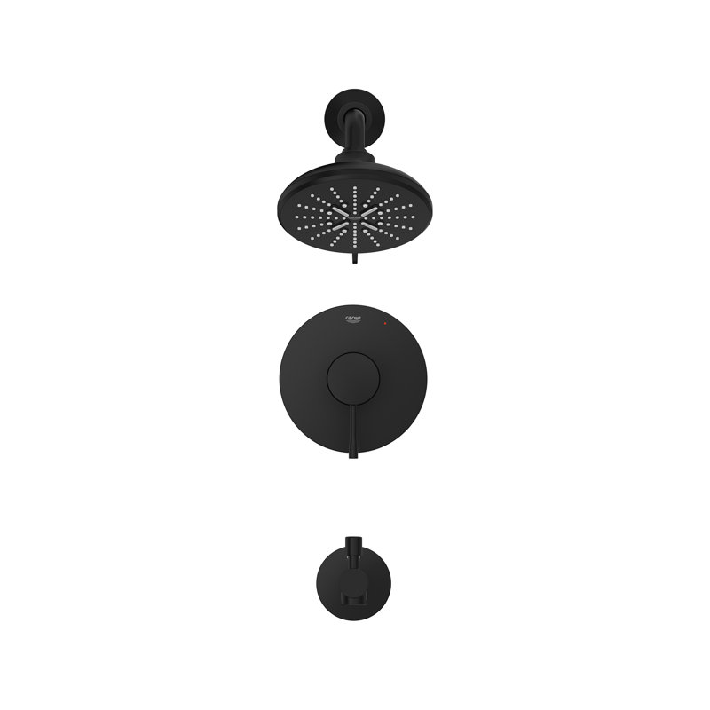 Essence Tub & Shower Faucet with Rough-in Valve, Matte Black
