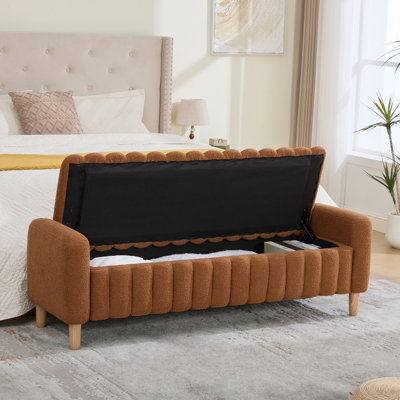 Banc rembourré avec rangement rabattable et accoudoirs