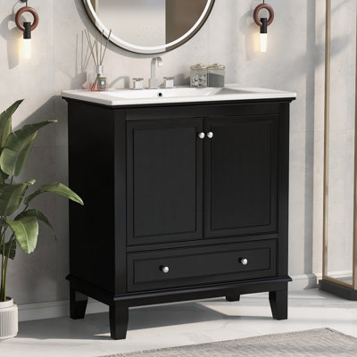 Meuble-lavabo simple 30 po avec comptoir en céramique Deneem