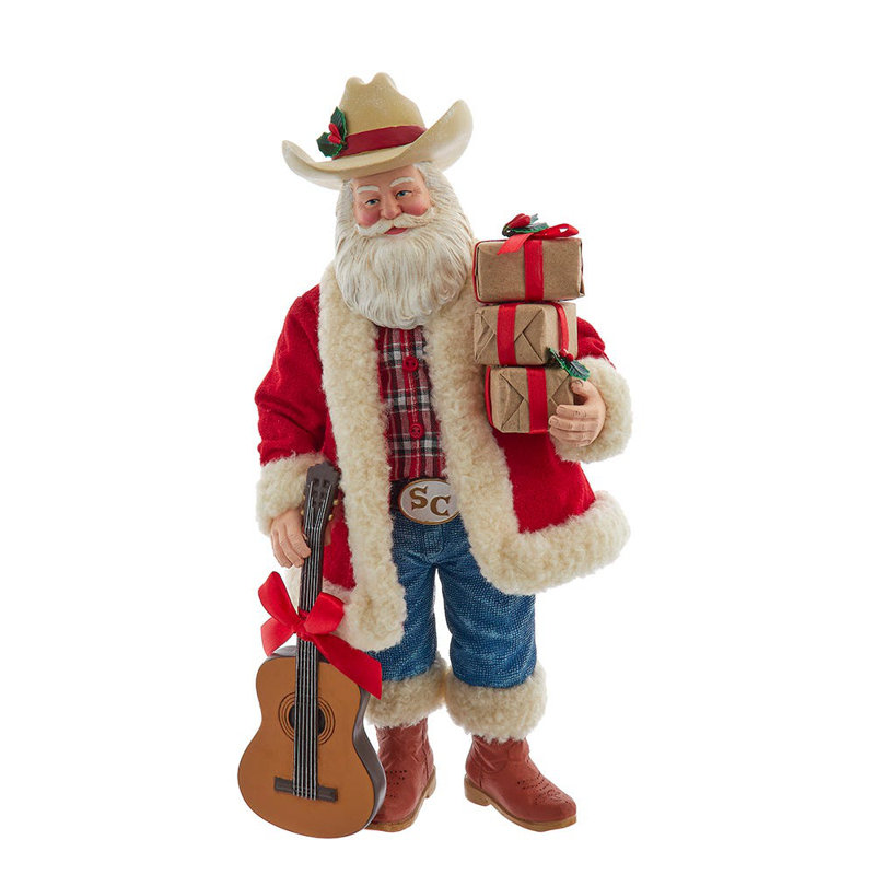  Figurine de Noël Fabustré, père Noël occidental avec guitare, 11 po