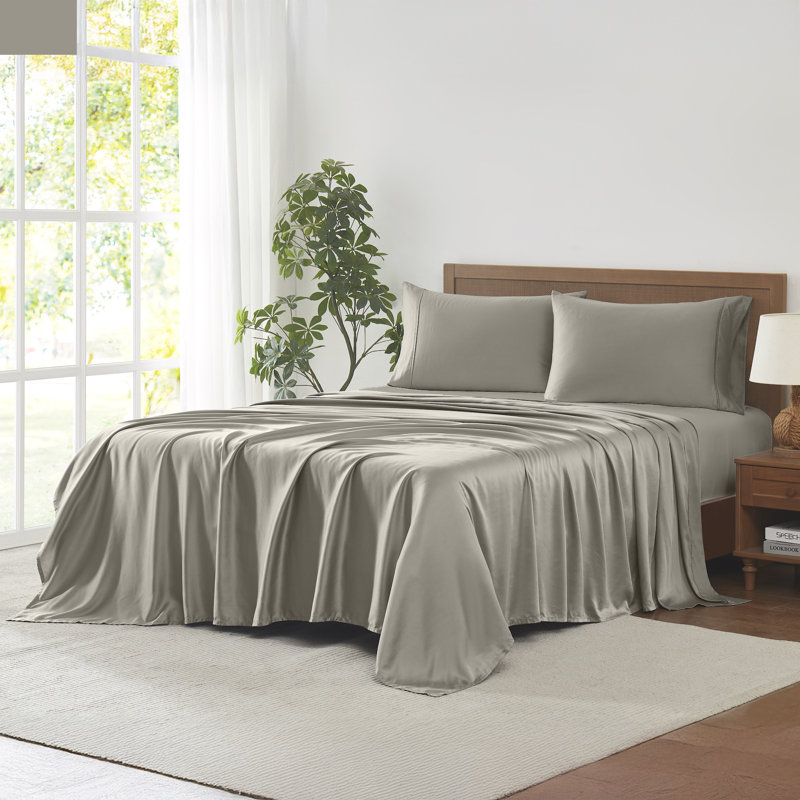 Modern Threads 400 Thread Count 100-Percent Tencel Lyocell 4-Piece Sheet Set, Full, Taupe