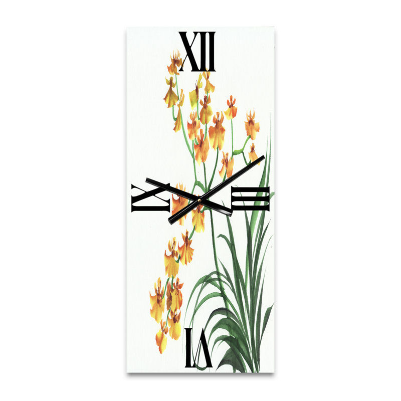 Orchidées jaunes VIntage - Horloge murale traditionnelle, Petit