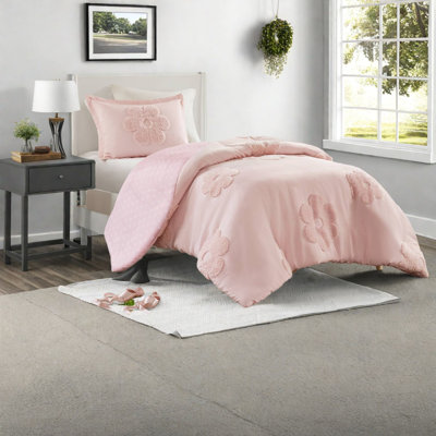 Ensemble de literie antimicrobien en chenille simple, floral réversible pour la maison