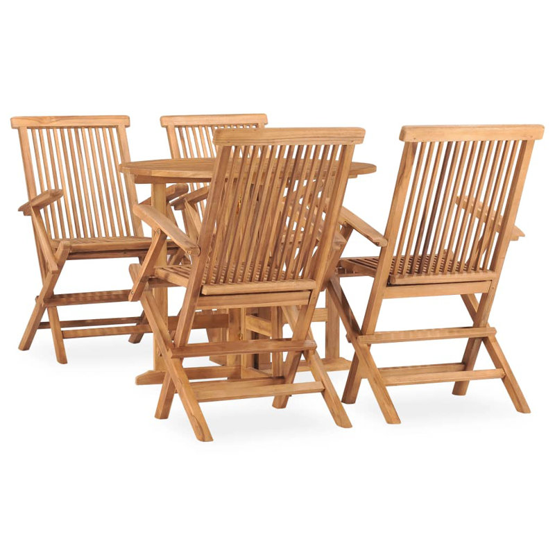 Round 4 - Person Teak Dining Set, 35.43" L x 35.43" W x 29.13" H