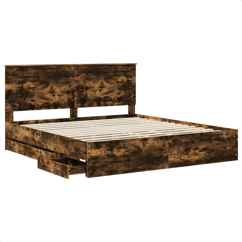 Bed, Smoked Oak, Super King (6')