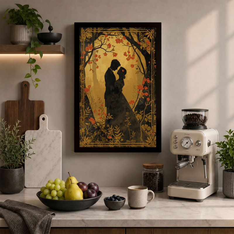 Lovers in Gold Art Deco - Wrapped Canvas, 30x20 - 76.2 x 50.8 cm, Taupe Border