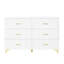 Commode 6 tiroirs avec poignées dorées et pieds en métal, espace de rangement profond, commode moderne