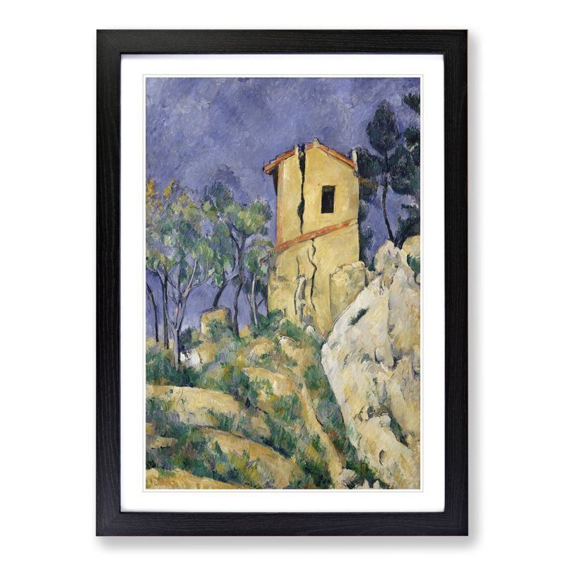House with the Cracked Walls by Paul Cezanne - Picture Frame Painting, 36cm H x 27cm W x 2cm D, Black Framed