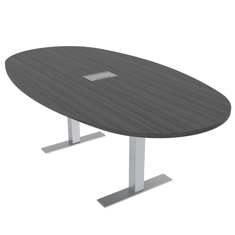 Table de conférence ovale pour bateau avec puissance et données, Nuit asiatique, L 84 po x l 48 po