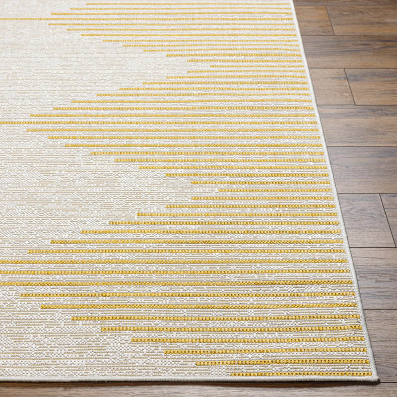 Granby Geometric Yellow Indoor/Outdoor Area Rug, Round 6'7"