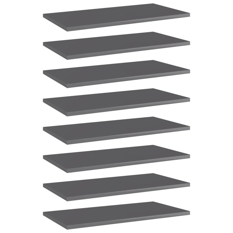 Adiyan 1.5cm H Bookcase, High Gloss Grey, 1.5cm H x 80cm W x 20cm D