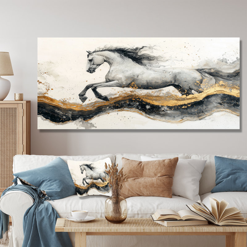 «Dark Spirit of the Stallion Horse II», impression d'art mural en métal moderne, H 28 po x l 60 po