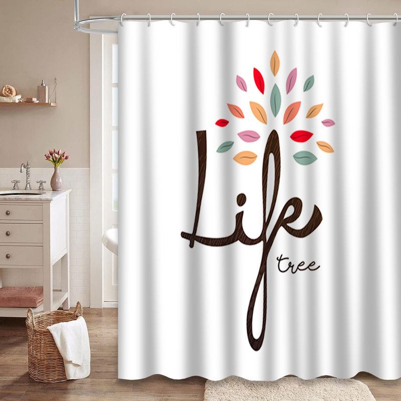 Rideau de douche avec 12 crochets Life Tree, L 72 po x l 84 po