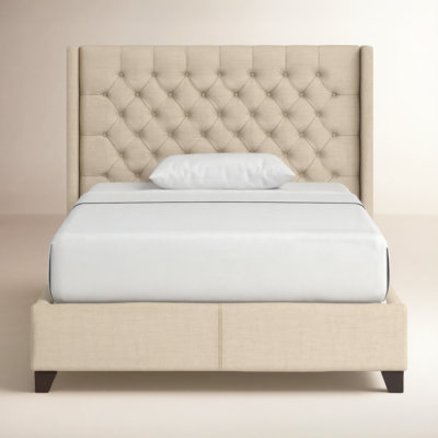 Kaster Linen Upholstered Wingback Bed