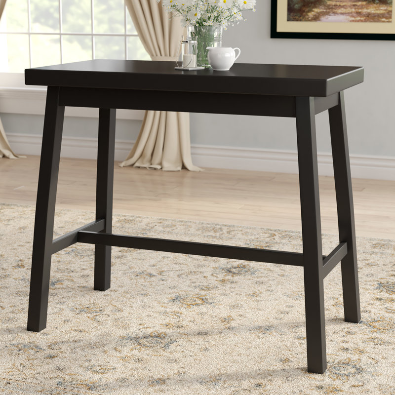 Elegant Black 22"D x 42"W x 36"H Handcrafted Compact Asian-Inspired Bar Table, Antique Black