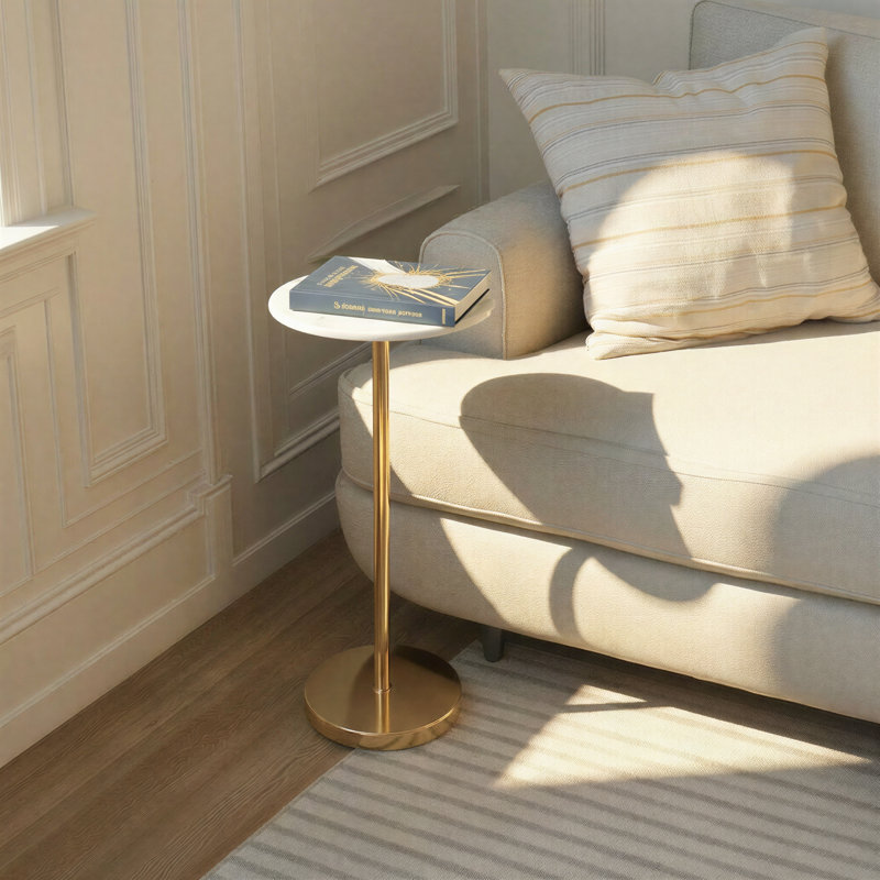 Table ronde martini en métal avec plateau en marbre