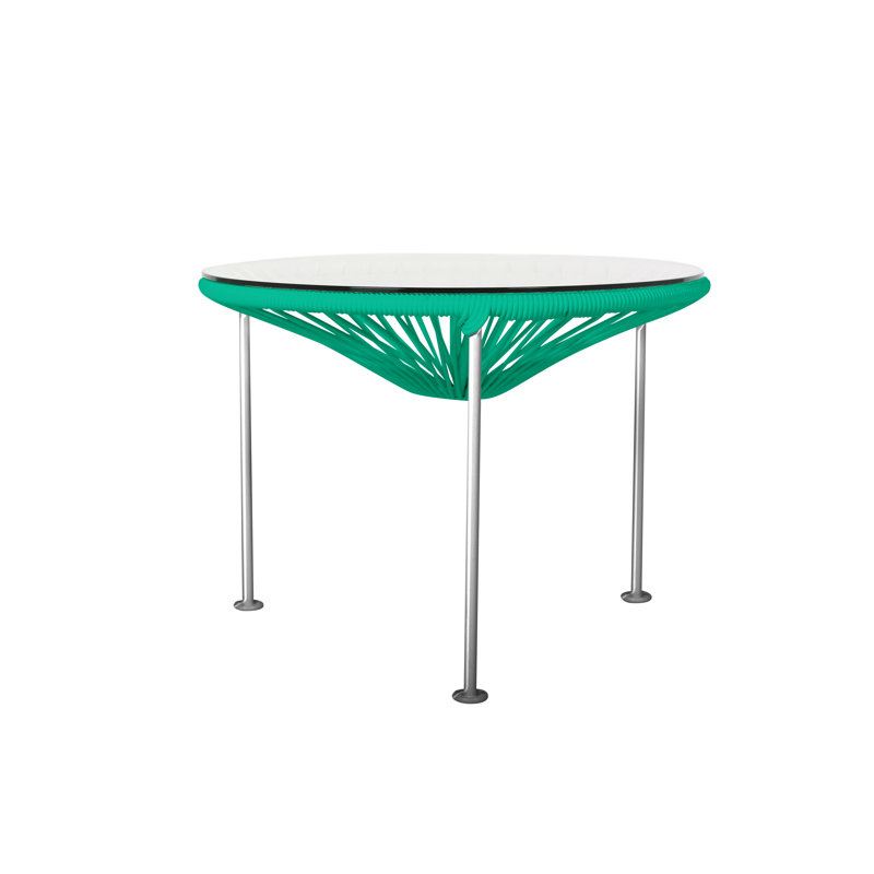 Zicatela Indoor Handmade Coffee Table, Turquoise, Chrome