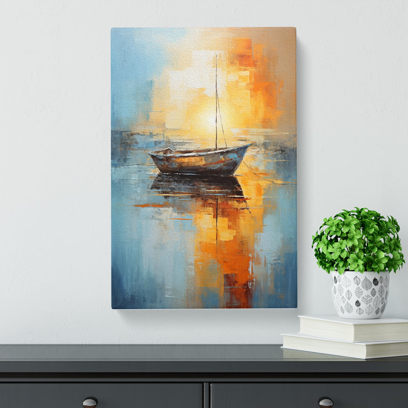 Boat On A Lake Abstract No.2 - Wrapped Canvas, 50cm H x 35cm W x 3cm D