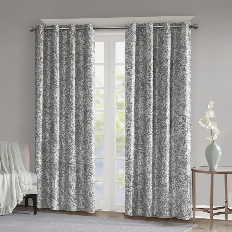 Rideau occultant à motif cachemire Nicci, Gris, l 50 po x L 84 po